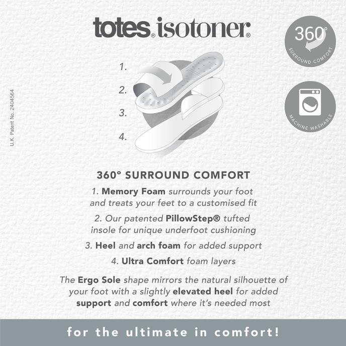 Isotoner® Mens Swept Back Popcorn Mule Slipper Grey Extra Image 6